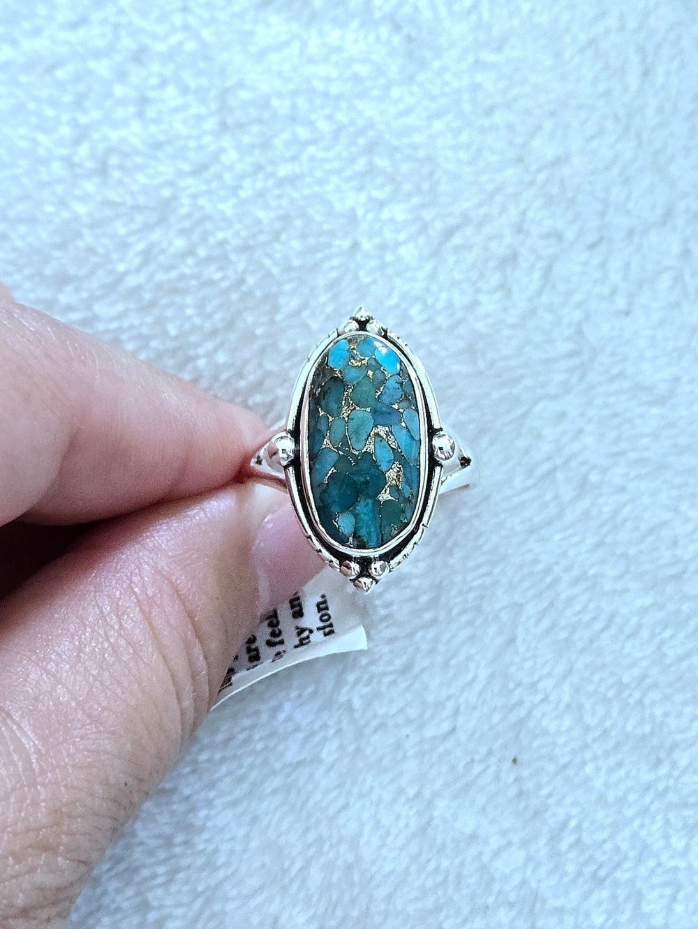 Shivam Oval Shaped Blue💙 Copper Turquoise Statement Ring💍 - NWT - Picture 15 of 16